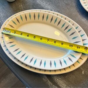 Homer Laughlin small Platter- Atomic Diamond in alternating grey and teal.